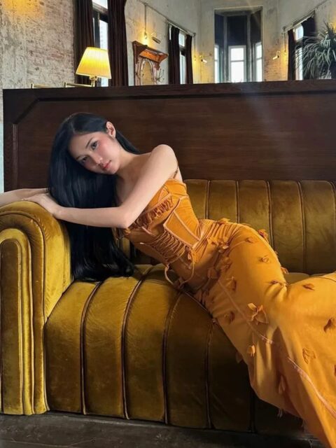 Thai and Vietnamese Niche Fishbone Strap Mesh Dress, Feminine Waist-Cinching Slimming Floral Dress, Vacation Long Dress