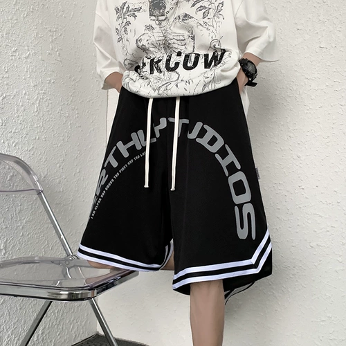 Баскетбольные летние тонкие шелковые шорты, быстросохнущие штаны для отдыха, в американском стиле, оверсайз