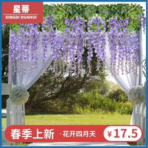 Wisteria hoa mô phỏng đám cưới treo mây trong nhà quanh co trang trí hoa violet hoa nho giả hoa nho - Hoa nhân tạo / Cây / Trái cây