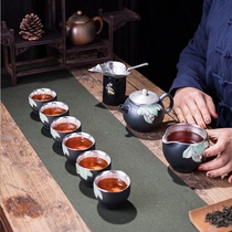 High-grade silver tea set gift box set pure hand-made covered bowl liner silver complete set of sample tea cup tea pot office