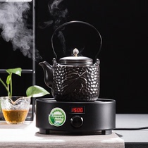 High-grade black ceramic electric tea pot tea steamer handmade electric pottery pot set of five elements kettle black teapot