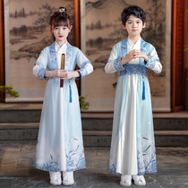 Hanfu Boy Childs Three Words to Act Out Girls Spring And Autumn Baby Dons Childrens Childrens Ancient Costume National School Uniform