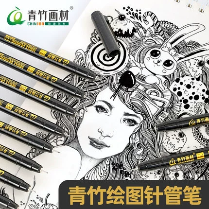 Лайнер для школьников, водонепроницаемые комиксы, дизайнерский комплект, художественная черная кисть, 8 шт, ручная роспись