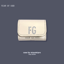 FOG Applicable airpods protective sleeves pro tide cards European and American personality 2 generations Apple Bluetooth headphone leather sleeve soft FG white