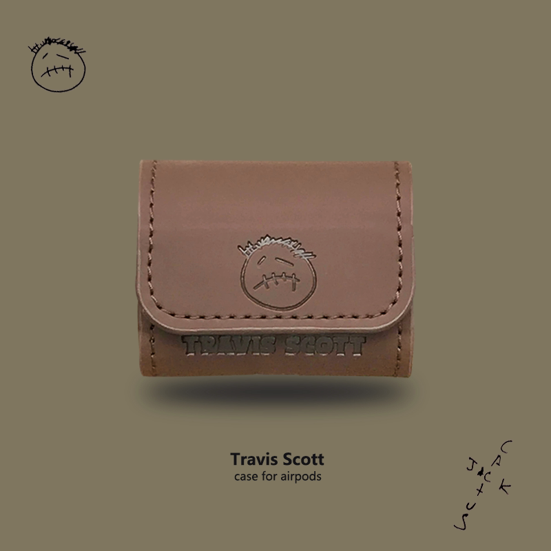 TS ghost face suitable for airpods protective sleeve pro tide brand personality male 2 generation Apple bluetooth headset leather soft 3 brown