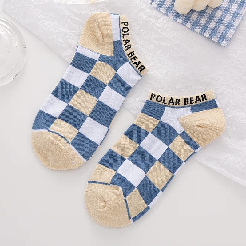 Style SixSocks female solar system Cartoon lovely Bear blue solar system Socks female Socks Shallow mouth the republic of korea ins tide sweet Boat socks