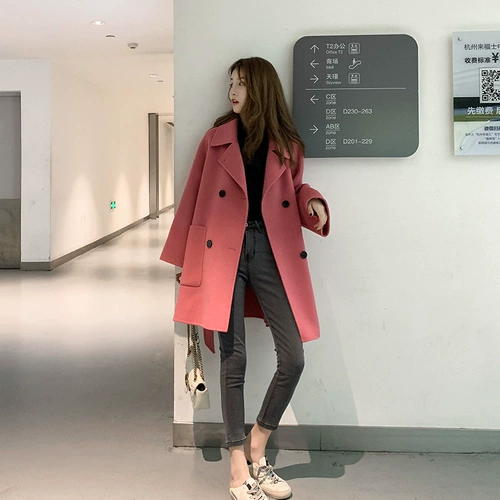 Элитный двусторонний кашемировый демисезонный плащ, шерстяное шерстяное пальто, 2023 года, подходит для подростков