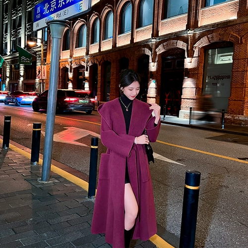 Двусторонная кашемировая демисезонная толстовка с капюшоном, шерстяное пальто для отдыха, в корейском стиле, изысканный стиль