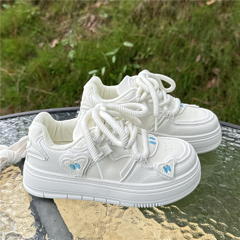 Women's White Sneakers 2025 Spring and Autumn New Versatile Fashion Thick-Soled Student Casual Sports Leather Panel Shoes