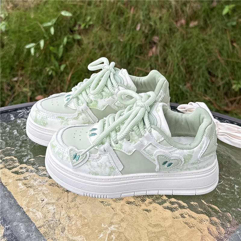 Women's White Sneakers 2025 Spring and Autumn New Versatile Fashion Thick-Soled Student Casual Sports Leather Panel Shoes