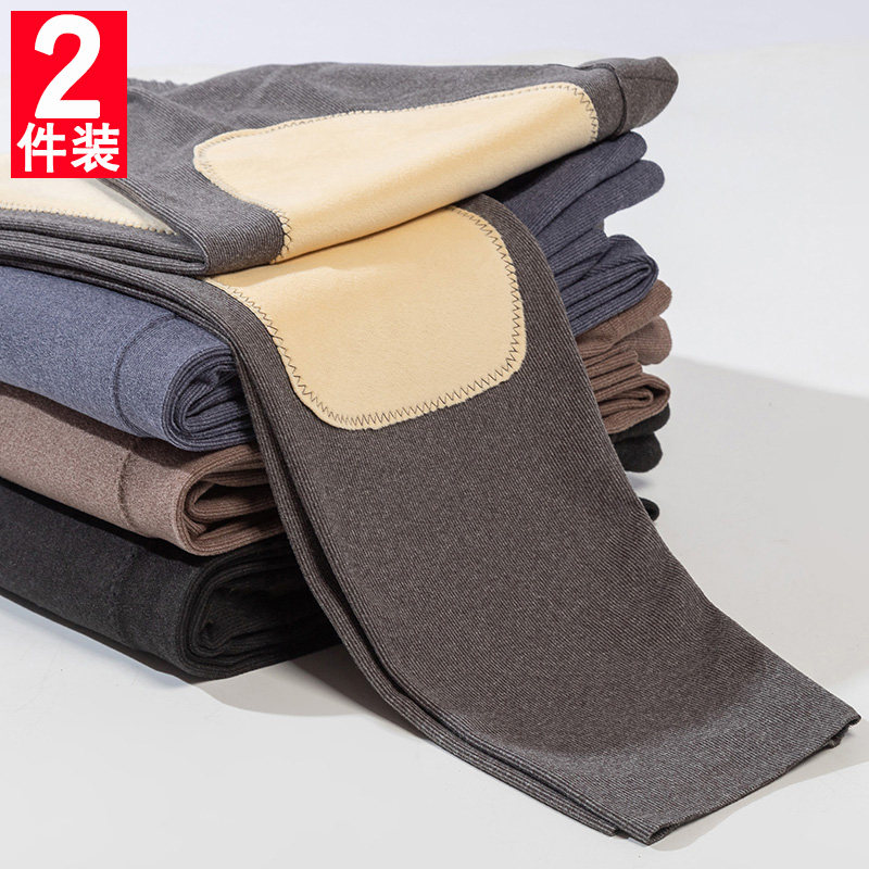 De velvet long johns men's fleece long knee-pad underpants winter inner wear self-heating leggings thickened warm line pants velvet pants