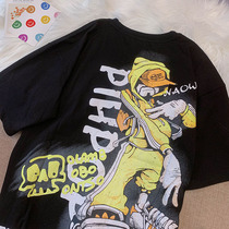 Shaking street trend letter print short sleeve 2021 new female Ruffian Hip Hop couple T-shirt top