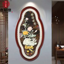 New Chinese entry Xuanguan Decorative Natural Jade Handcrafted Engraving Painting East Yang Solid Wood Living Room Aisle Restaurant Mural