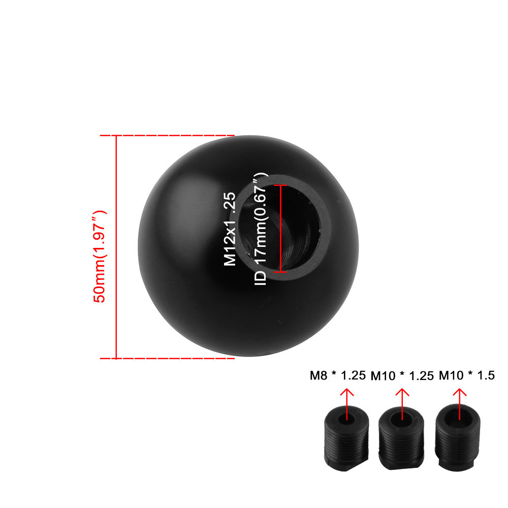 Cross border hot pin car retrofit row blocking head round aluminum alloy black gear shift handle head universal row blocking head gear shift handle head