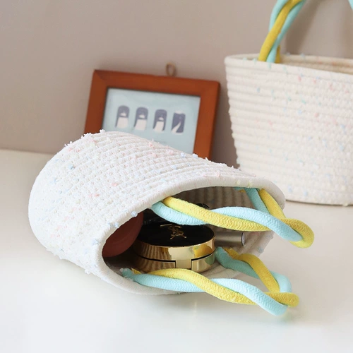 Японская милая радужная портативная плетеная корзина для выхода на улицу