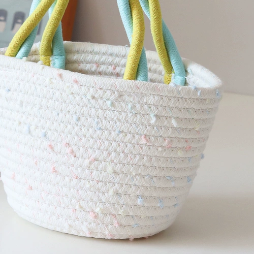 Японская милая радужная портативная плетеная корзина для выхода на улицу