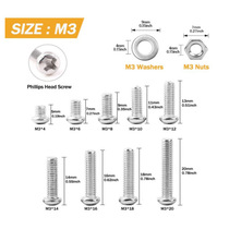 810PCS 304 stainless steel M3 round head cross machine screws with nut blade set