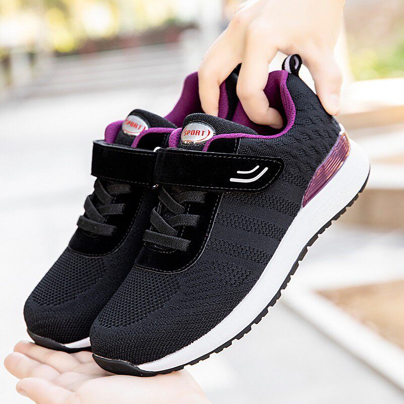 Soft foot strength walking shoes for the elderly ladies spring and autumn mesh lightweight mother shoes soft bottom comfortable middle-aged and elderly walking shoes