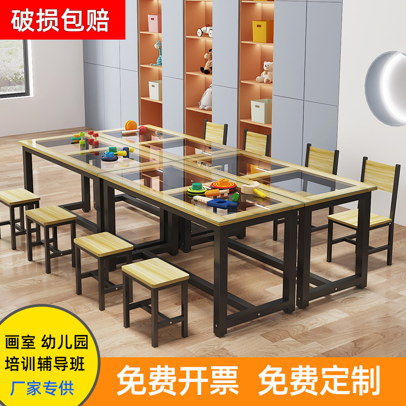 Training desk children's tutoring class tables and chairs students painting fine artwork handcraft tables and chairs small dining table