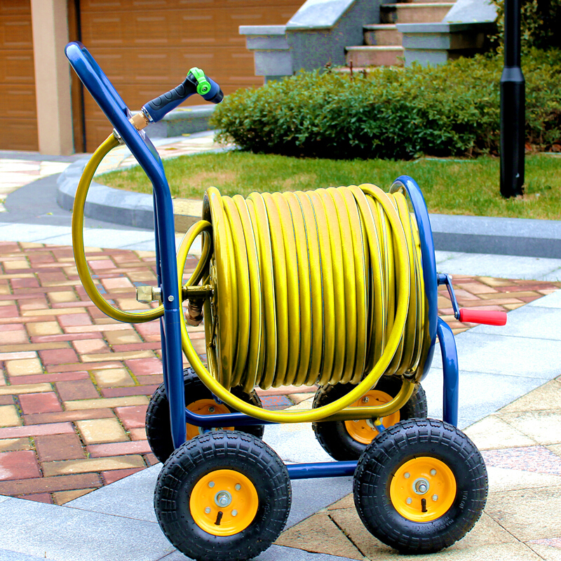Large wheeled push metal water pipe containing cart frame water car 100 m car wash watering garden gardening watering
