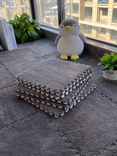 Square Interlocking Carpet for Bedroom Bedside, Living Room, Full Room Coverage, Children's Room, Eco-Friendly, Odorless Mat, Bay Window Mat