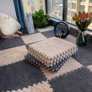 Square Interlocking Carpet for Bedroom Bedside, Living Room, Full Room Coverage, Children's Room, Eco-Friendly, Odorless Mat, Bay Window Mat