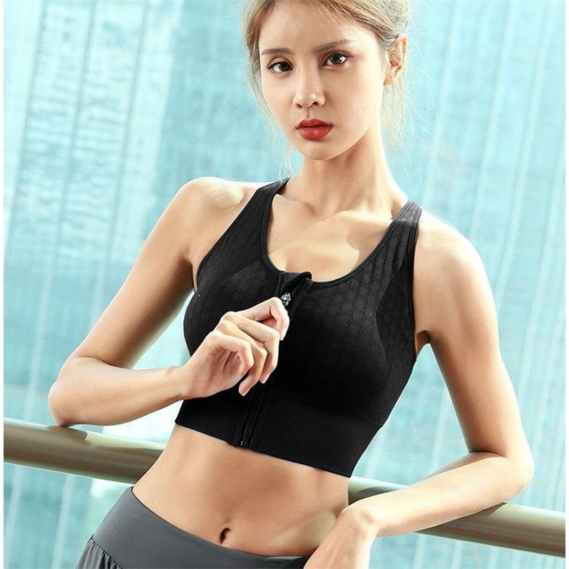 Lingerie women's shockproof front zipper running gathered stereotyped beauty back shock absorption yoga style bra