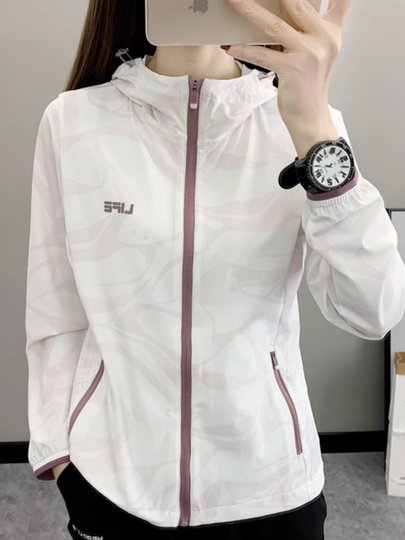 潮牌防晒服冰丝外套女2025夏季防紫外线长袖户外运动弹力连帽风衣