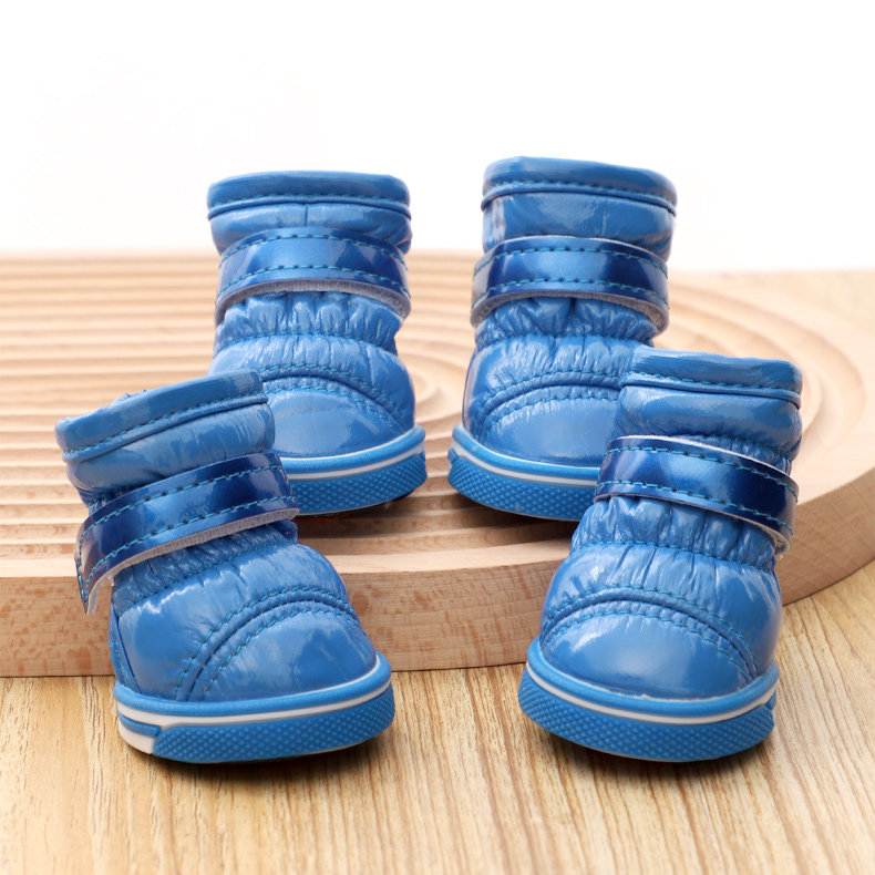 Обувь для собак 宠物狗狗鞋子比熊小型犬小狗鞋套秋冬款防滑耐磨海洋蓝保暖雪地靴