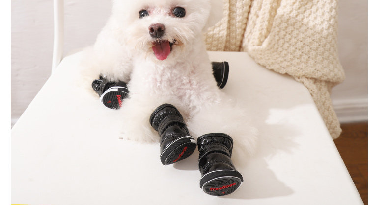 Обувь для собак 宠物狗狗鞋子比熊小型犬小狗鞋套秋冬款防滑耐磨海洋蓝保暖雪地靴