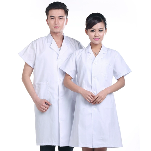 Белый халат, лонгслив, летняя униформа врача, тонкая униформа медсестры, комбинезон, короткий рукав