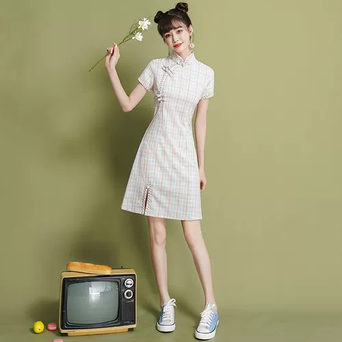 Ретро ципао, легкое платье для школьников, коллекция 2023, светлый стиль, осеннее, подходит для подростков