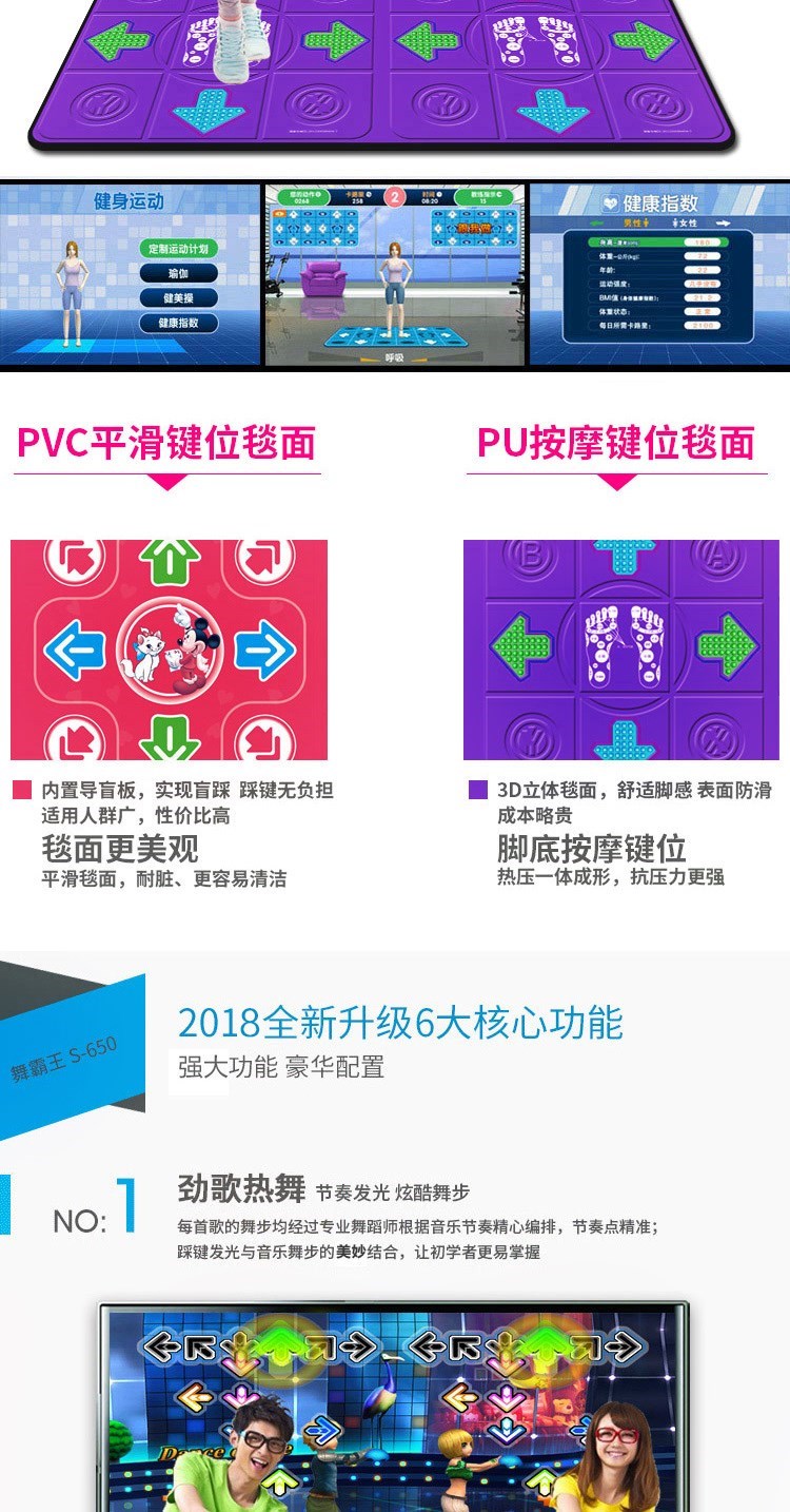 Rung chăn chạy nhà kết nối thể thao TV trò chơi máy chạy chăn đôi nhảy múa chói mắt - Dance pad thảm nhảy audition kết nối tivi
