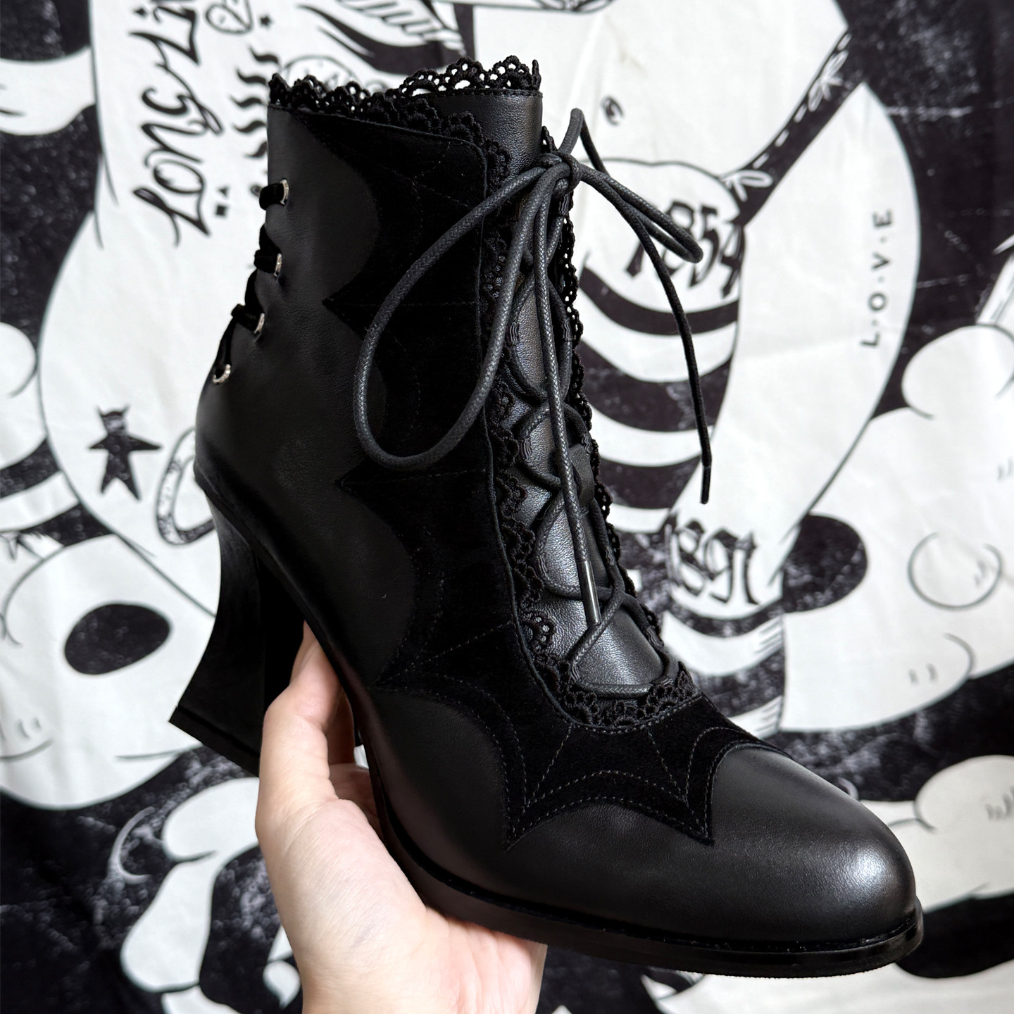Count Dracula GURURU Original y2k Gothic Dark Elegant Pointed-Toe Batwing Boots