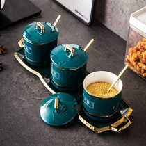 Household seasoning jar set seasoning box set Nordic kitchen light luxury salt sugar ceramic seasoning jar seasoning bottle