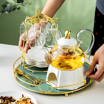 Home afternoon tea cup tea tea set set British tea tea tea tea light luxury glass pot heated glass pot