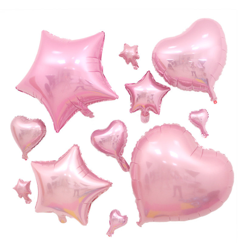 Pearlescent Pink Heart-shaped Pentagram Birthday Party Wedding Party Wedding Celebration Baby Banquet Arranged Children Birthday Aluminum Film Balloons