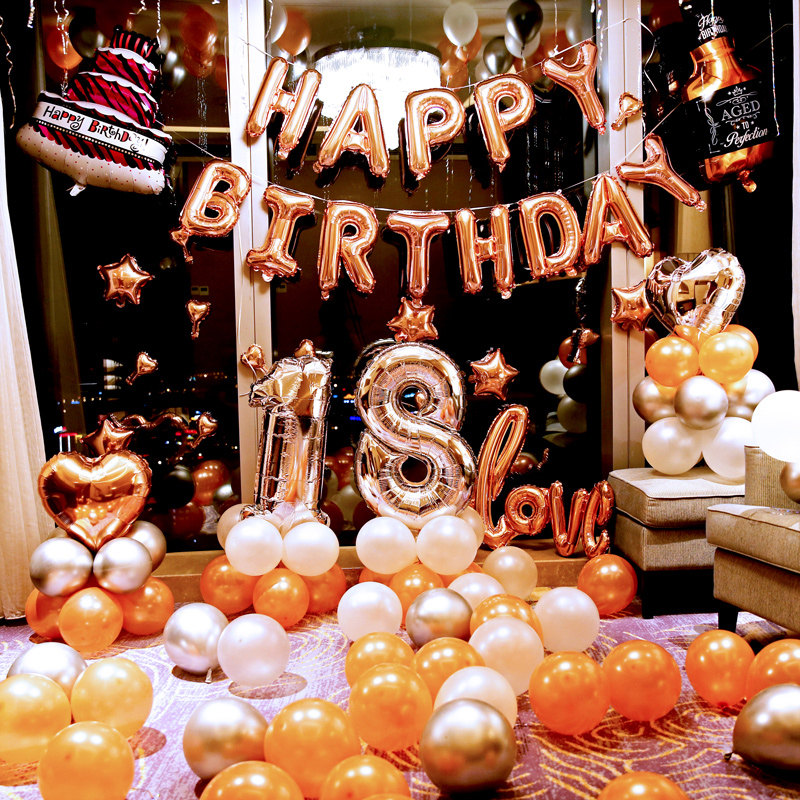 Birthday Balloon Party Groveling Scene Arrangement Background Wall Girlfriend Girlfriend Girlfriend Moms Romantic Surprise Placement Adults