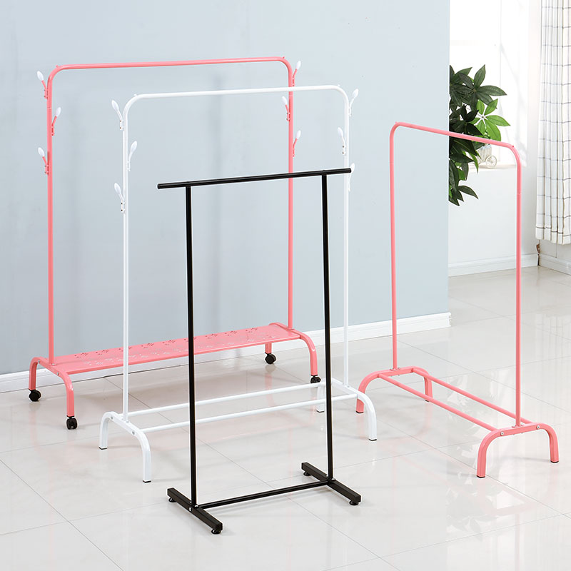 Clothes rack Floor hanger Household single pole bedroom folding simple indoor storage cool clothes clothes rack