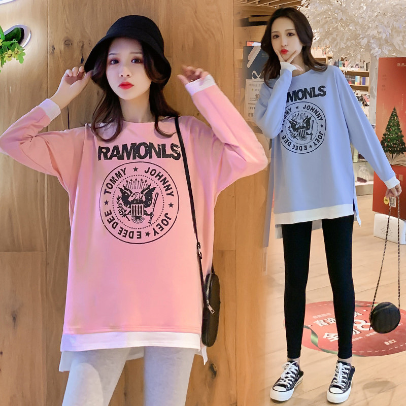 Pregnancy Woman Dress Spring Autumn Clothing Printed T-shirt Pure Cotton Long Sleeve Easy Beating Undershirt Autumn Winter Thickening Big Code Conspicuae Levee-Taobao
