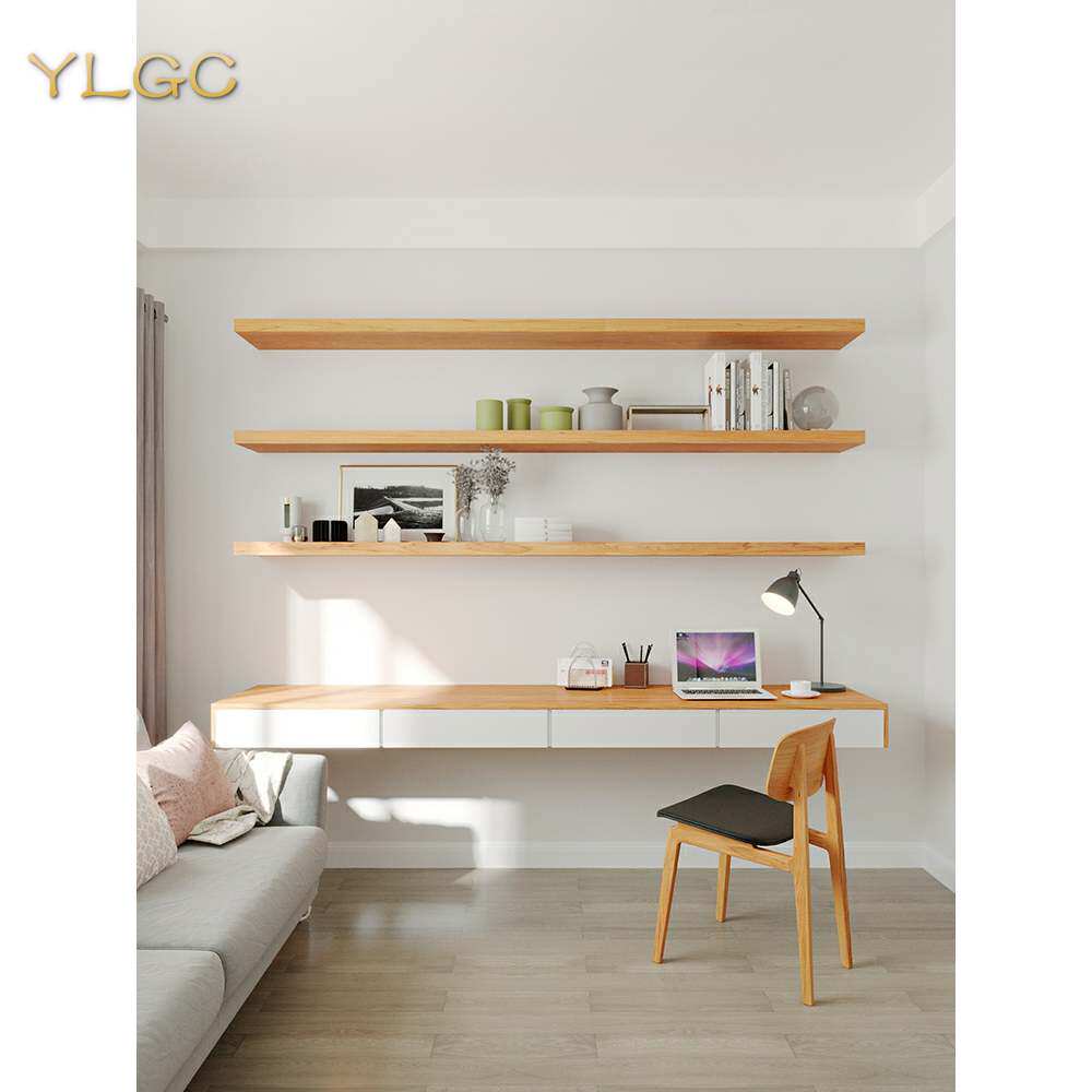 Custom double desk bookshelf combination Nordic home all solid wood with bookcase multi-functional word shelf wall writing