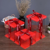 Red Festive Cake Box 4/6/8/10 дюйм однодневный двойной слой двойной слой плюс прозрачная коробка для торта на день рождения.