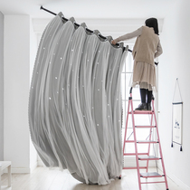 Net red curtain non-perforated installation telescopic pole bedroom girl shading simple small bay window short window sunscreen insulation cloth