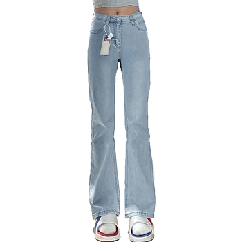 Jeans bootcut ສີຟ້າອ່ອນສໍາລັບແມ່ຍິງ, pants hoof ມ້າ