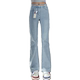 Jeans bootcut ສີຟ້າອ່ອນສໍາລັບແມ່ຍິງ, pants hoof ມ້າ