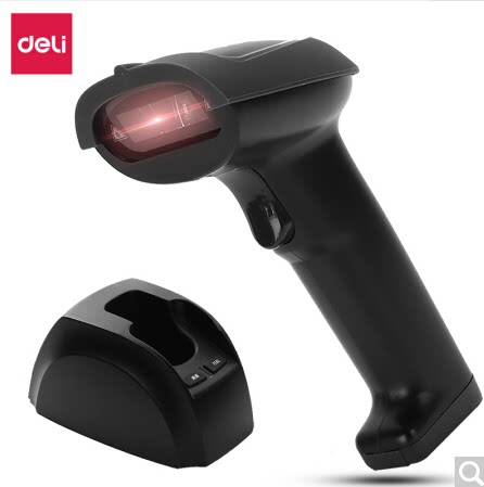 Deli 14951W Wireless One-Dimensional Laser Scanner Scanner Scanner Scanner Paper Catering Retail Express Warehousing Logistics Supermarket Commodity Barcode Scanning With Charging Stand