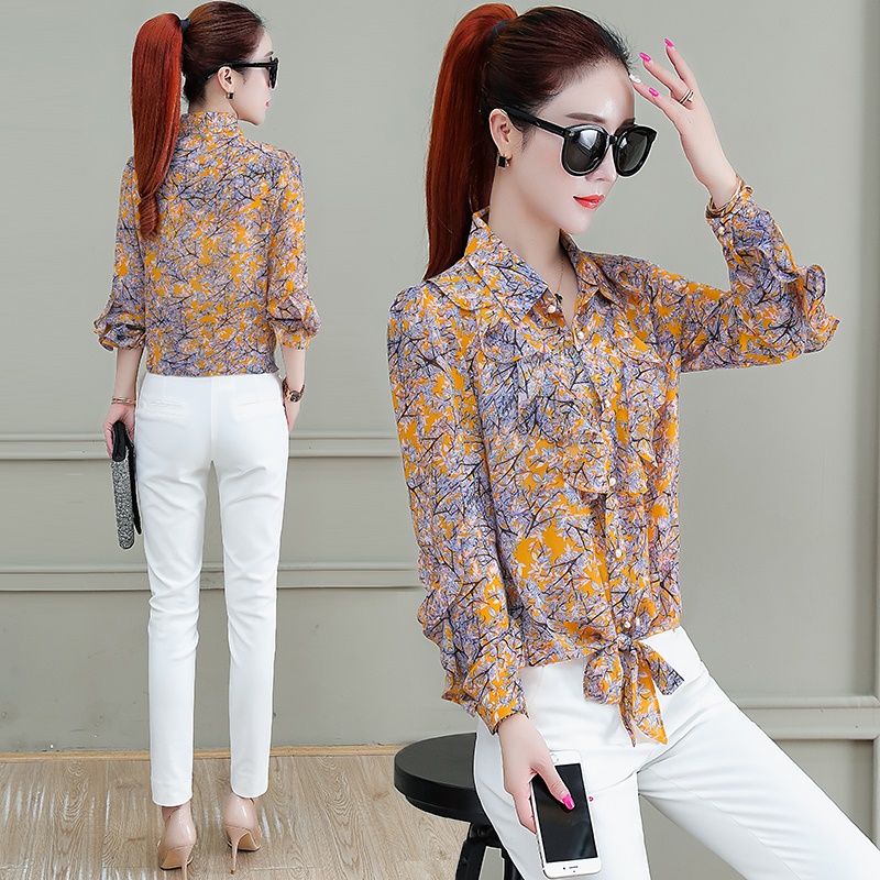 BAO WEN Broken Flowers Design Sensation Snowspun Shirts Lady 2022 New Early Spring style blouses popular 100 Touch Temperament