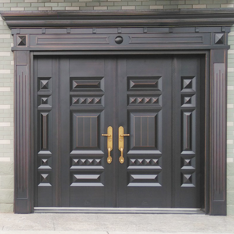 Zinc Alloy Villa Gate Double Door Countryside Home Security Door glass fiber door Rural entrance luxury copper door