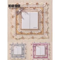 Fabric switch protective cover decorative sticker light switch frame cover wall sticker European single-open double-open socket lace cover