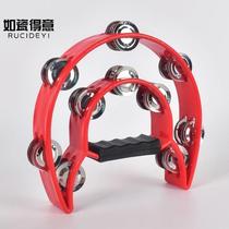 KTV hand bell double row bell ring adult percussion plastic tambourine large double layer Dunhuang half-moon bell